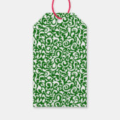 Chic Dark Green White Damask Blumenmuster Geschenkanhänger (Rückseite)