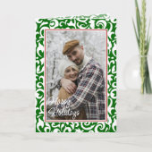 Chic Dark Green White Damask Blumenmuster Karte (Vorderseite)