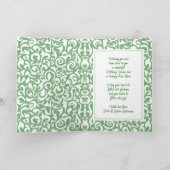 Chic Dark Green White Damask Blumenmuster Karte (Innenseite)