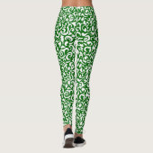 Chic Dark Green White Damask Blumenmuster Leggings (Rückseite)