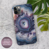 Chic Dark Lila Violet Blue Quarz Agate Muster iPhone Hülle