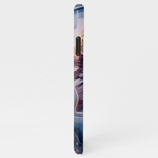 Chic Dark Lila Violet Blue Quarz Agate Muster iPhone Hülle (Rechte Seite)