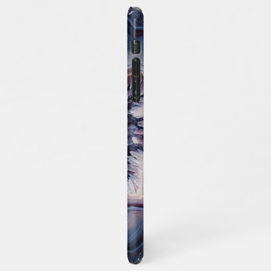 Chic Dark Lila Violet Blue Quarz Agate Muster iPhone Hülle (Linke Seite)