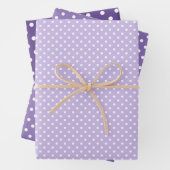 Chic Dark Lila Violet White Polka Dots Muster Geschenkpapier Set (Beispiel)