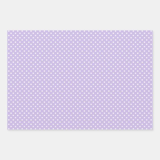 Chic Dark Lila Violet White Polka Dots Muster Geschenkpapier Set (Vorderseite)