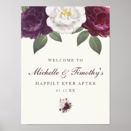 Chic Dark Lila Wedding Sign Poster