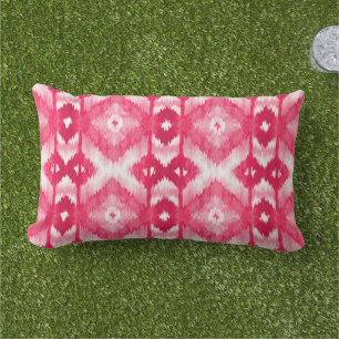 Chic Dark Magenta Pink Red White Ikat Muster Kissen Für Draußen
