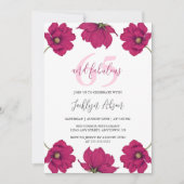 Chic Dark Pink Cosmos Floral Botanischer Geburtsta Einladung (Vorderseite)