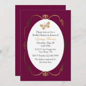 Chic Dark Raspberry & Gold Custom Brautparty Einladung (Vorne/Hinten)
