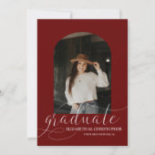 Chic Dark Red Arch 5 Foto Collage Abschluss Ankündigung (Vorderseite)