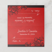 Chic Dark Red Gothic Hibiskus Floral Klapptisch Platzkarte (Außenseite Aufgefaltet)