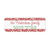 Chic Dark Red White Damask Blumenmuster (Vorne)