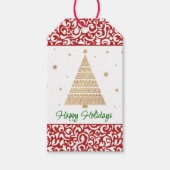 Chic Dark Red White Damask Blumenmuster Geschenkanhänger (Vorderseite)