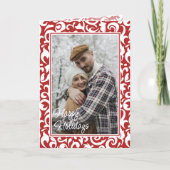 Chic Dark Red White Damask Blumenmuster Karte (Vorderseite)