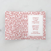 Chic Dark Red White Damask Blumenmuster Karte (Innenseite)