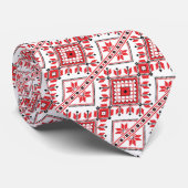 Chic Dark Red White Damask Blumenmuster Krawatte (Gerollt)