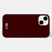 Chic Dark Red & White Script Personalisiert Name Case-Mate iPhone Hülle (Rückseite (Horizontal))