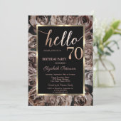 Chic Dark Rose Black 70. Geburtstag Einladung (Stehend Vorderseite)