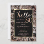 Chic Dark Rose Black 80. Geburtstag Einladung (Vorderseite)