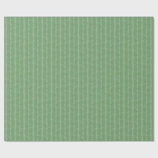 Chic Dark Sage Light Forest Green Striped Zigzag Geschenkpapier (Flach)