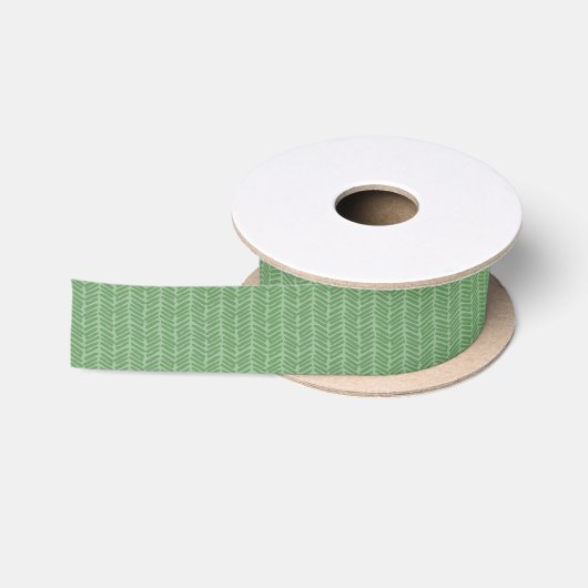 Chic Dark Sage Light Forest Green Striped Zigzag Satinband (Spule)