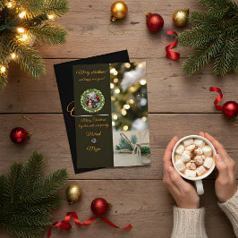 Chic Dark Snowflake Christmas Photo Card Einladung