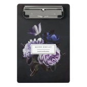 Chic Dark Violet Floral Bouquet Mini Klemmbrett (Vorderseite)