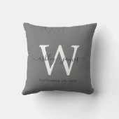 Chic Dark White Monogram Wedding Keepake Kissen (Rückseite)