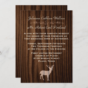 Chic Dark Wood Deer Wild Life Einladung