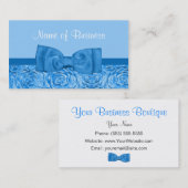 Chic Dazzling Blue Floral mit Hübschem Bow Visitenkarte (Vorne/Hinten)