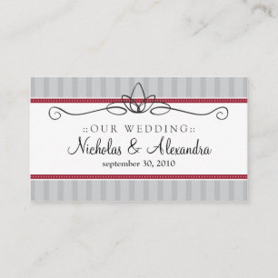 Chic Deco Silber/Rote Hochzeits-Website-Karte Begleitkarte