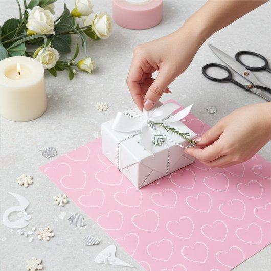 Chic Decorative Pink Hearts Muster Wrapping Paper Geschenkpapier Set