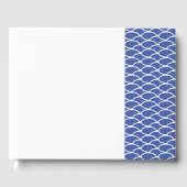 Chic Deep Blue Right Offset Tile Waves auf Weiß Gästebuch (Vorderseite)