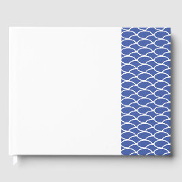 Chic Deep Blue Right Offset Tile Waves auf Weiß Gästebuch