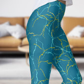 Chic Deep Blue und Blue Yellow Fracture Pattern Leggings