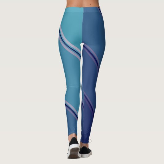 Chic Deep Blue unter Eggshell Blue Banded Print Leggings (Rückseite)