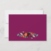 Chic deep pink Botanical Wedding Response Card RSVP Karte (Rückseite)