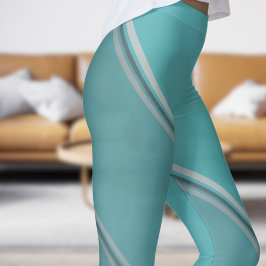 Chic Deep Space unter Eggshell Blue Banded Print Leggings