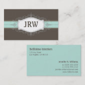Chic Deko Frame Monogram Baby Blue Business Card Visitenkarte (Vorne/Hinten)