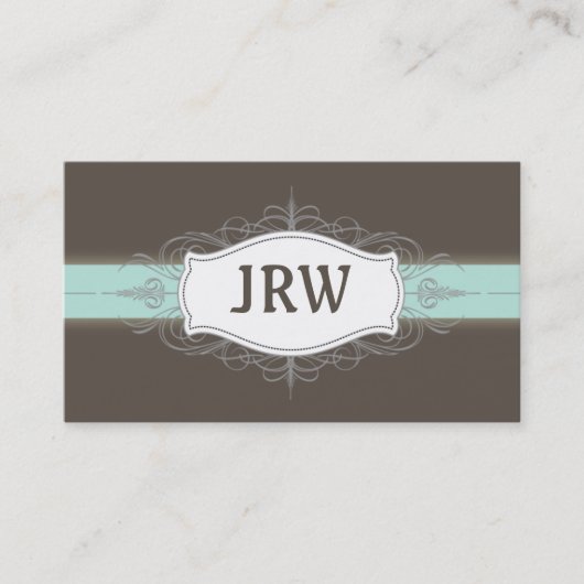 Chic Deko Frame Monogram Baby Blue Business Card Visitenkarte (Vorderseite)