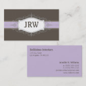 Chic Deko Frame Monogram Lilac Business Card Visitenkarte (Vorne/Hinten)