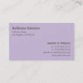 Chic Deko Frame Monogram Lilac Business Card Visitenkarte (Rückseite)