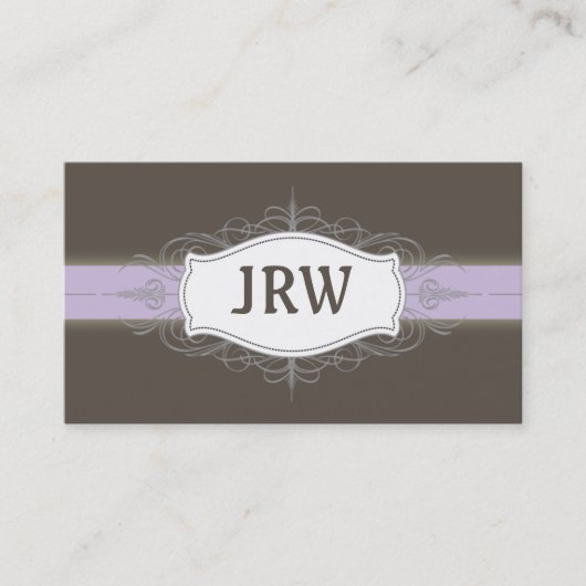Chic Deko Frame Monogram Lilac Business Card Visitenkarte (Vorderseite)