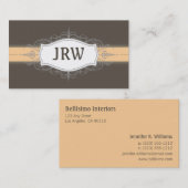 Chic Deko Frame Monogram Pfirsich Business Card Visitenkarte (Vorne/Hinten)