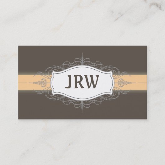 Chic Deko Frame Monogram Pfirsich Business Card Visitenkarte (Vorderseite)
