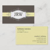 Chic Deko Frame Monogram Yellow Business Card Visitenkarte (Vorne/Hinten)