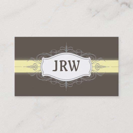 Chic Deko Frame Monogram Yellow Business Card Visitenkarte (Vorderseite)