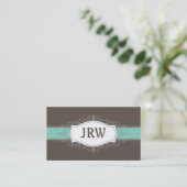 Chic Deko Frame Monogramm Aquamarine Visitenkarte (Stehend Vorderseite)