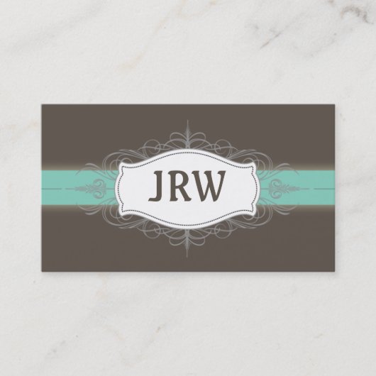 Chic Deko Frame Monogramm Aquamarine Visitenkarte (Vorderseite)