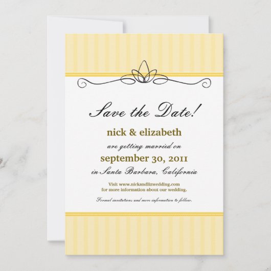 Chic Deko Save the Date (Zitronengelb) Einladung (Vorderseite)